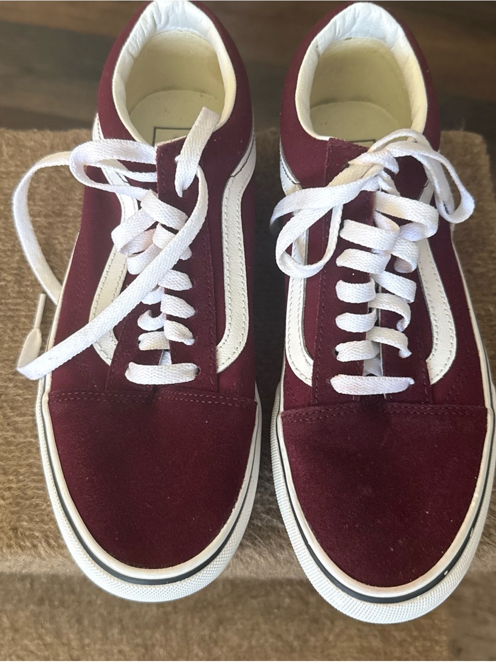 Vans Old Skool Low-Top Sneakers in Burgundy and White